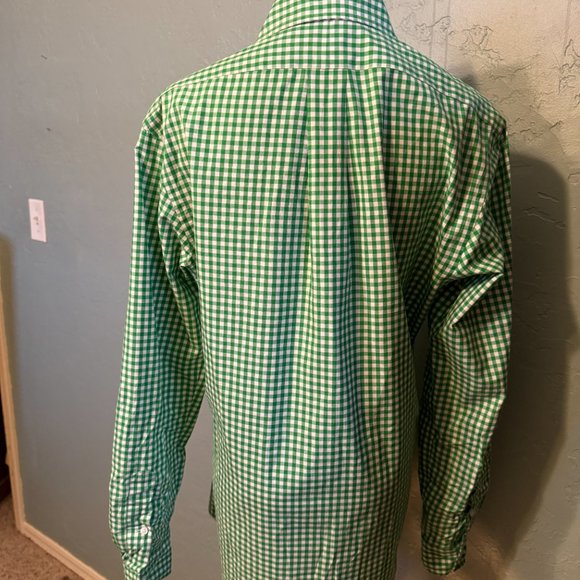 Ralph Lauren Men's Small Custom Fit Green Check Button Up Shirt - Picture 3 of 5
